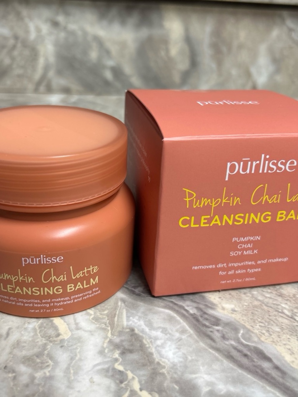 purlisse Pumpkin Chai Latte Cleansing Balm — coral orange